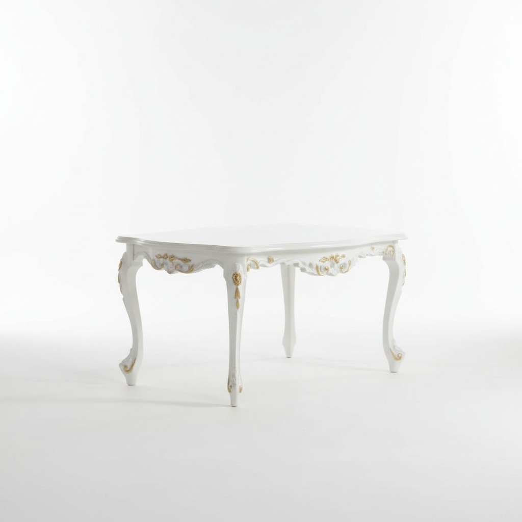 Classic White Coffee Table Wood Furniture Living Room Table Storage Design