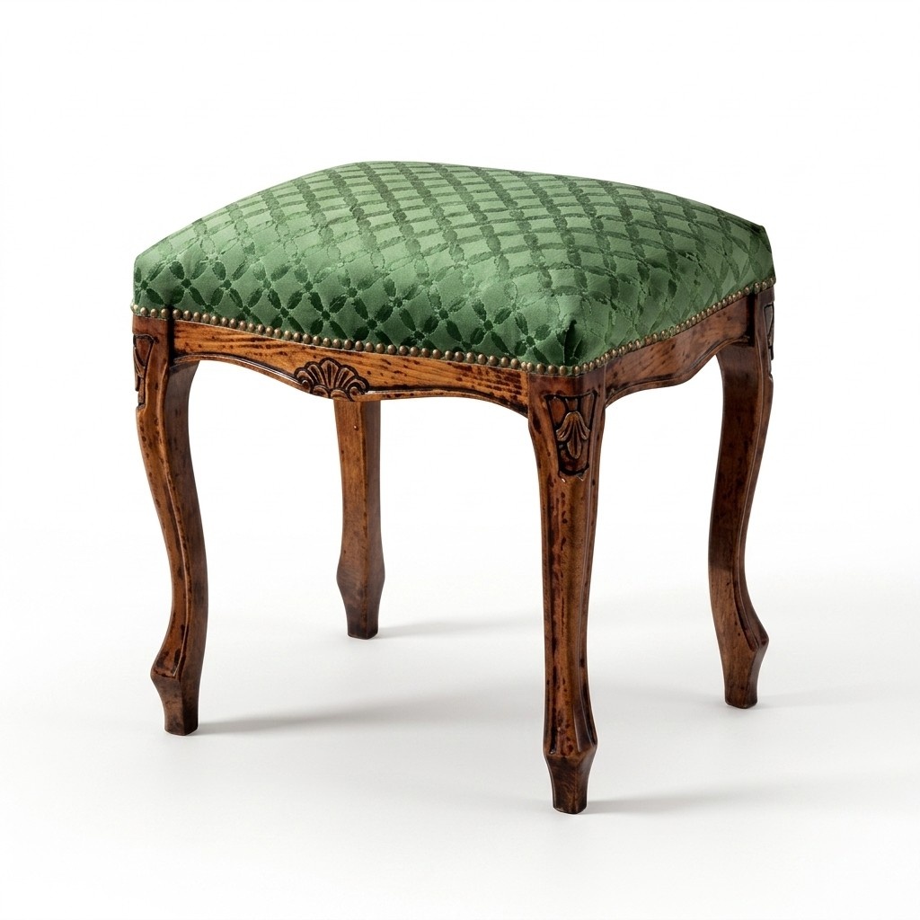 Classic Wooden Stool Textile Side Stool Bedroom Furnishings