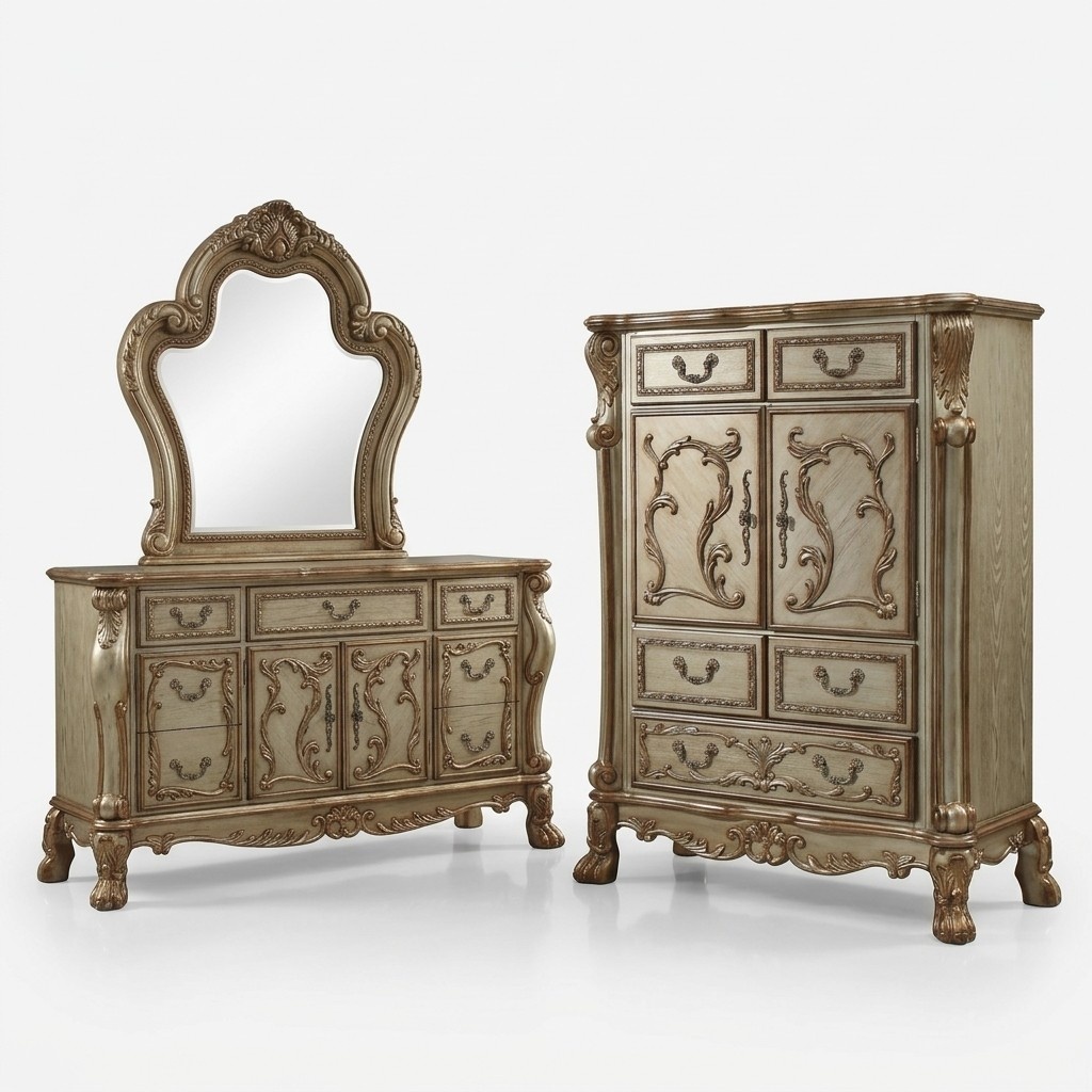 Classic Baroque Antique Style Chest of Drawers Real Wood Sideboard New