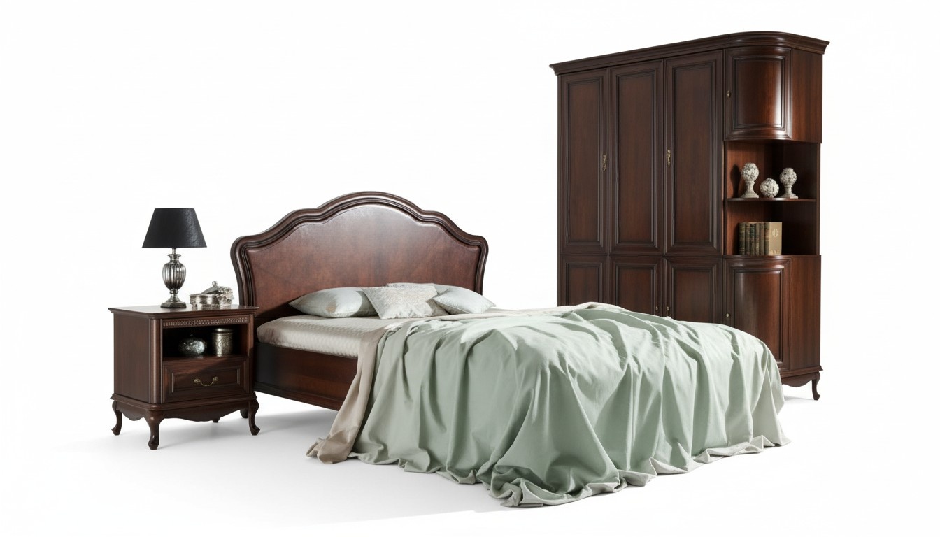Classic bed, marriage bed, double bed, leather bed, Chippendale, bedroom Verona V