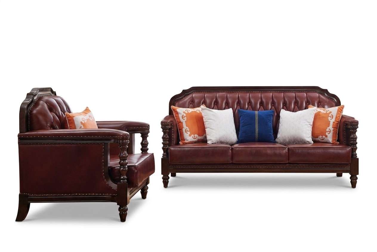 Classic Chesterfield Baroque Rococo Sofa Set 3+1 Leather Set