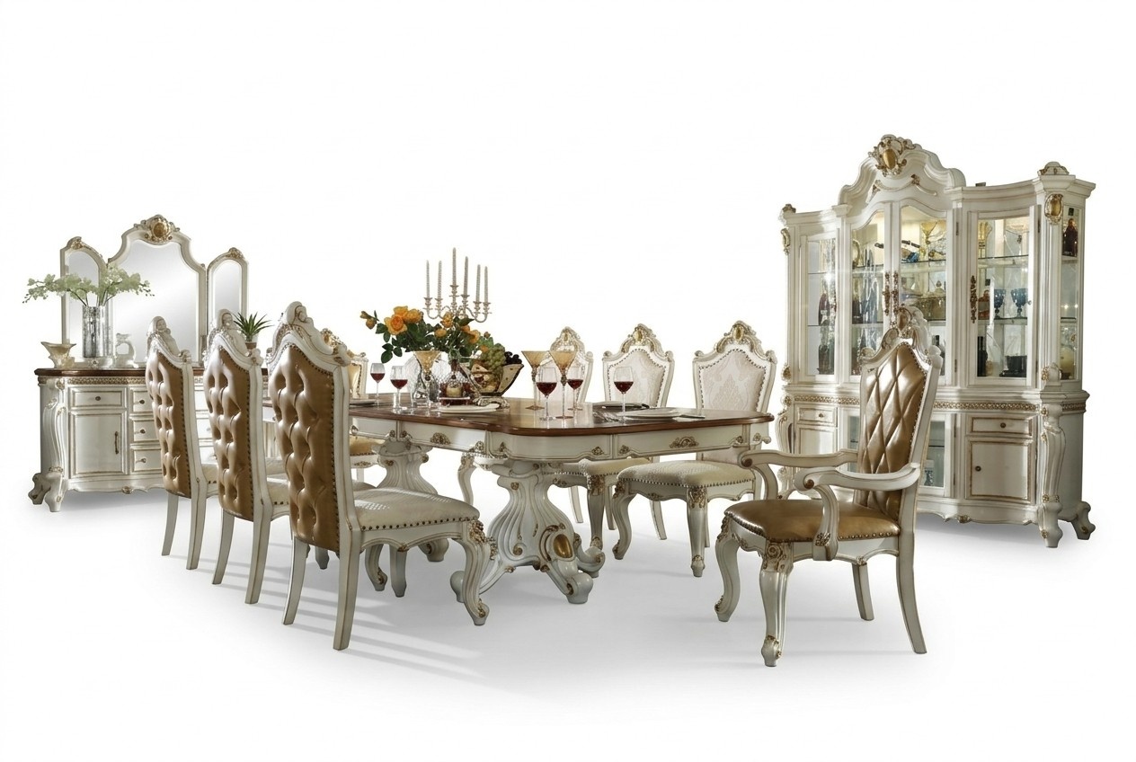 Classic Dining Room 8x Chairs Complete Set Baroque Rococo Display Cabinet Dresser 10pcs