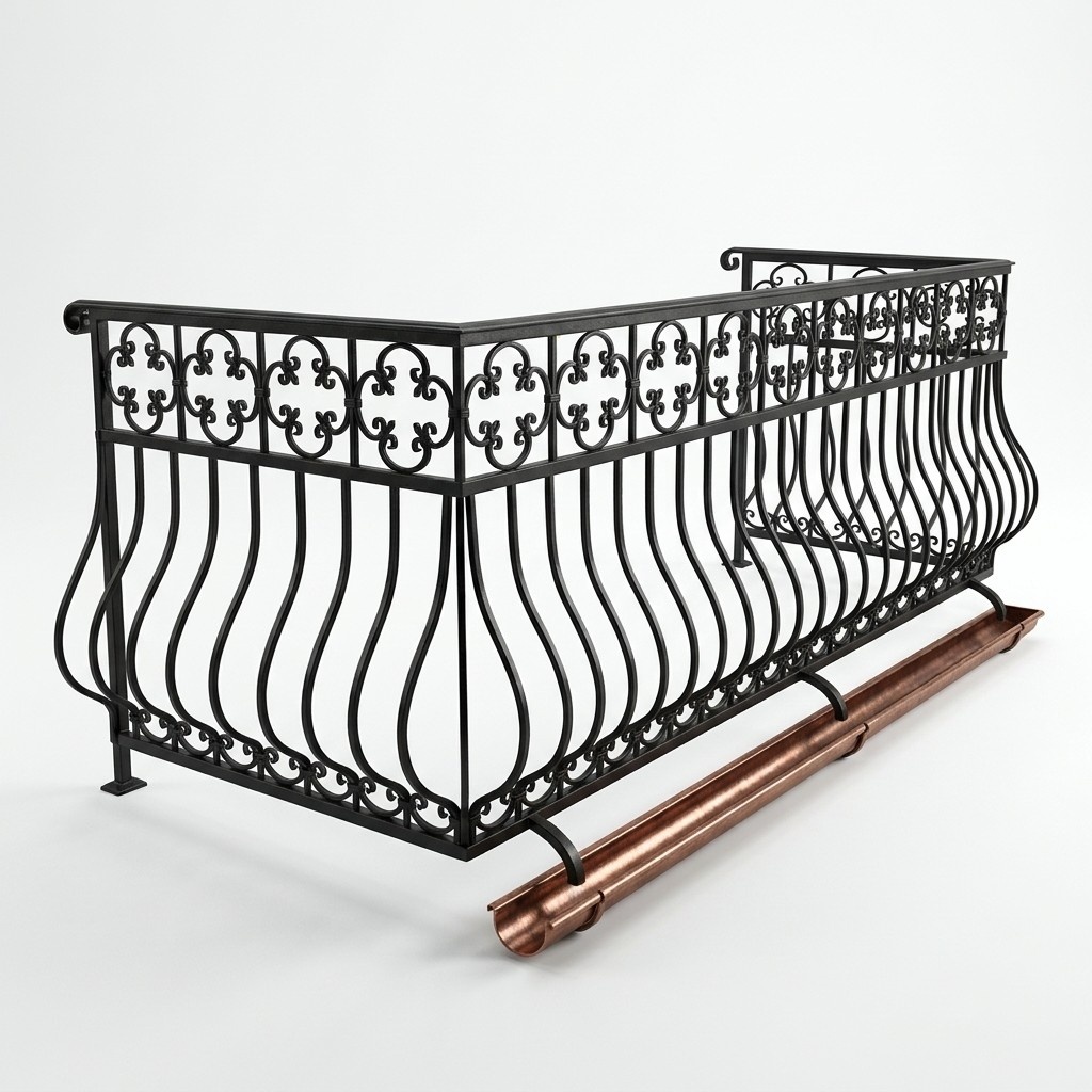 Classic railing handcrafted balcony stair wrought iron fence 1 linear meter #337