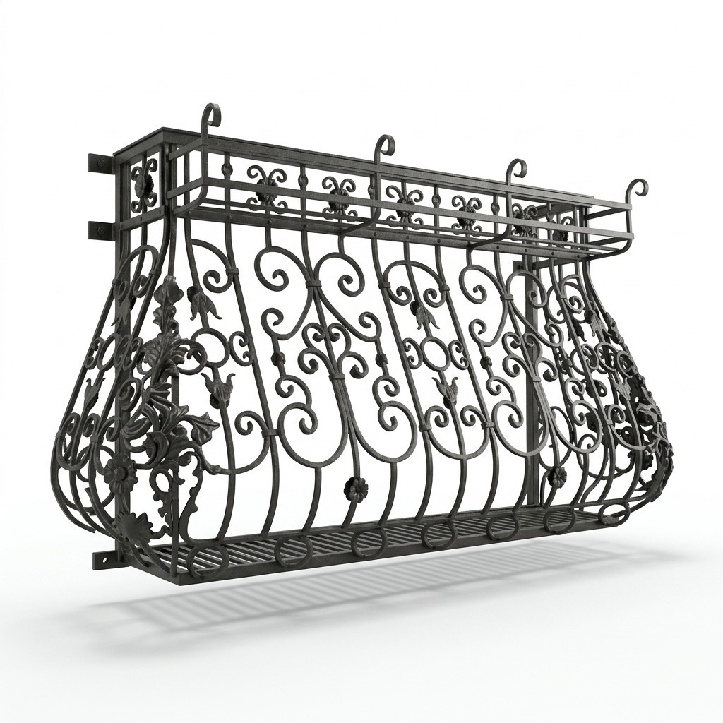 Classic railing handcrafted balcony staircase wrought iron fence 1 linear meter #338
