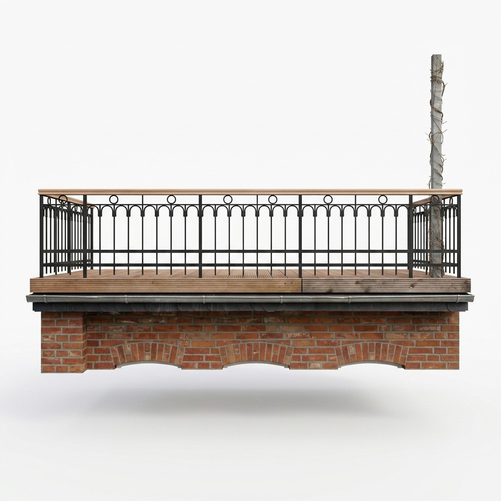 Classic railing handcrafted balcony staircase wrought iron fence 1 meter linear #382