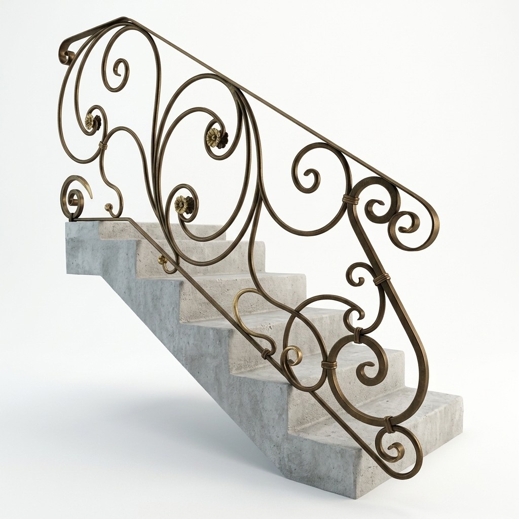 Classic railing handcrafted balcony stair wrought iron fence fence 1 meter #167