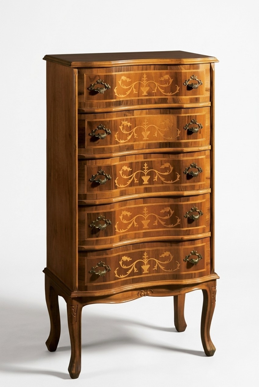 Classic High Chest of Drawers Brown Storage Furniture Living Room Design