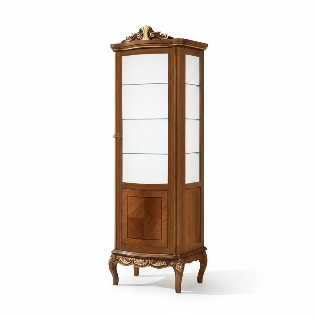 Classic high quality brown display cabinet glass cabinet real wood design