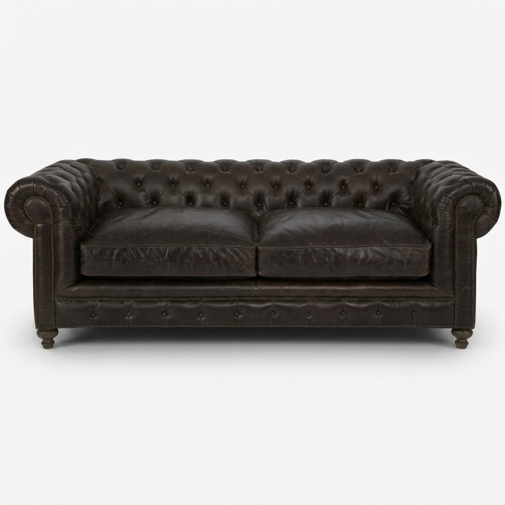 Chesterfield Classic Sofa 3-Seater Faux Leather Upholstered Black Seats With Cushions New