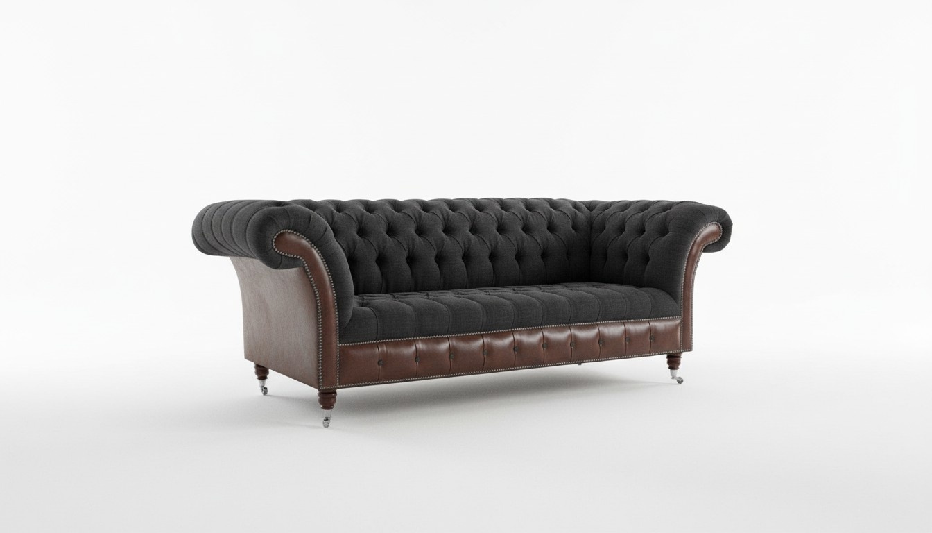 Classic luxury baroque rococo sofa couch Chesterfield sofa textile leather couch