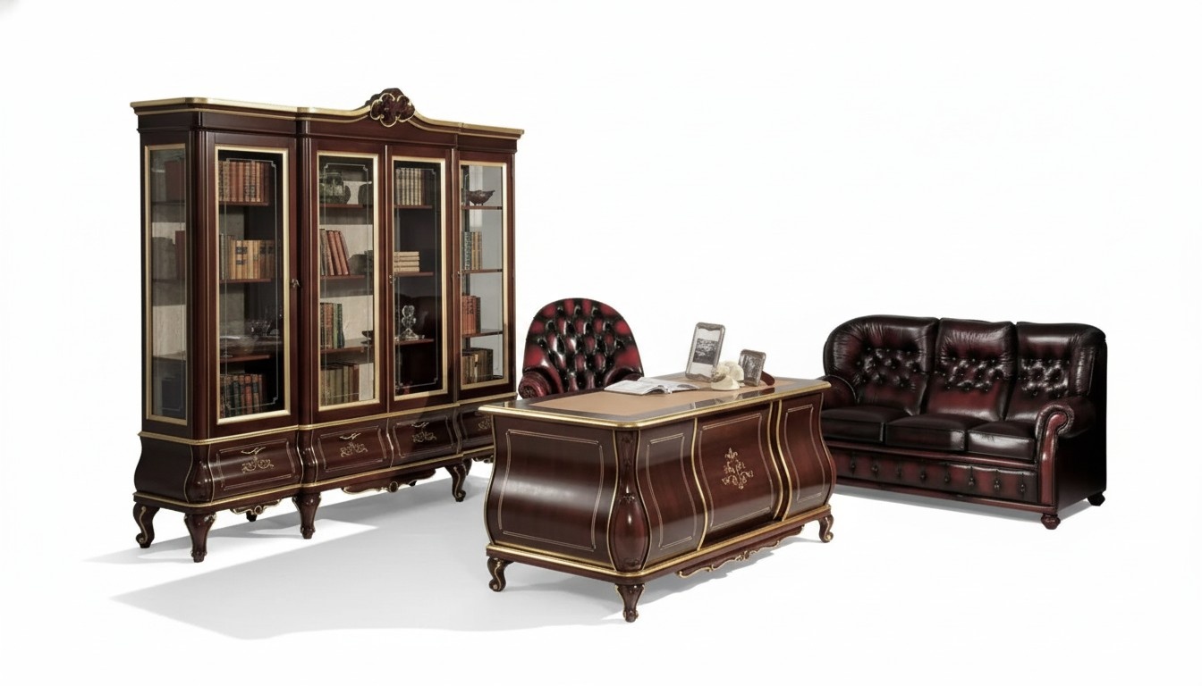 Classic Office Furnishings Desk Bookcase 4 pcs Wooden Furniture