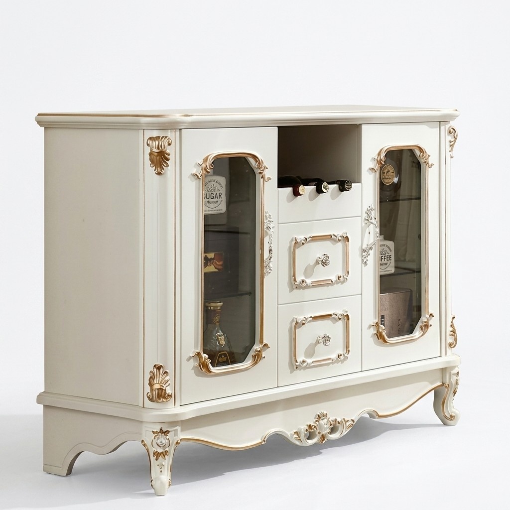 Classic Sideboard Glass Chest of Drawers Furniture Display Cabinet Baroque