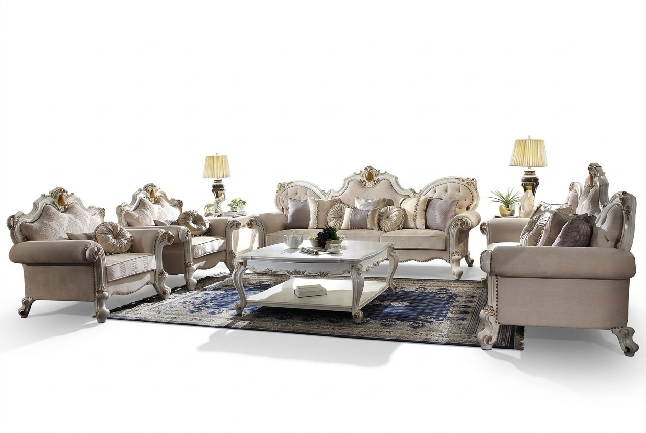 Classic Sofa Set 5 Piece Set Sofa 3+2+1 Seater Coffee Table Couch Baroque