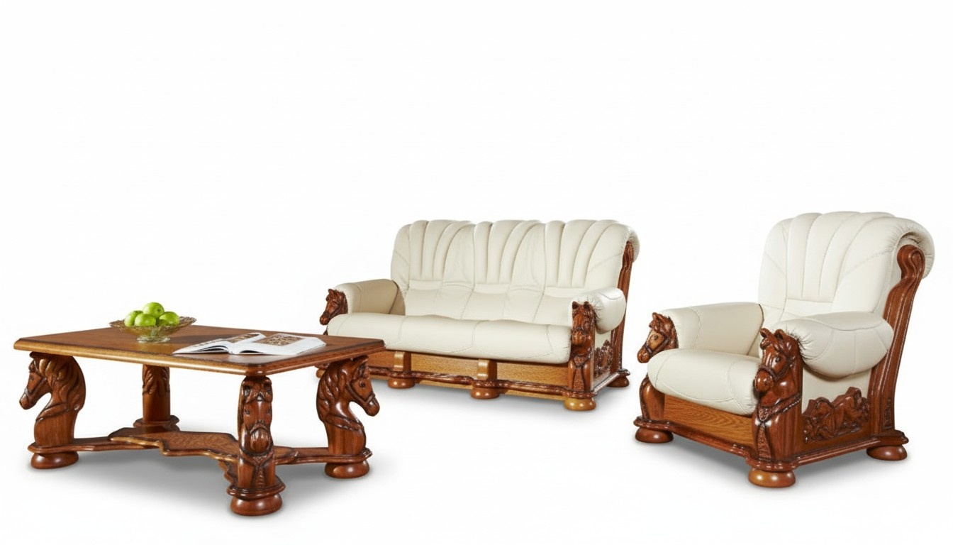 Classic sofa set couch upholstery seat set sofa leather wood 3+2+2 set