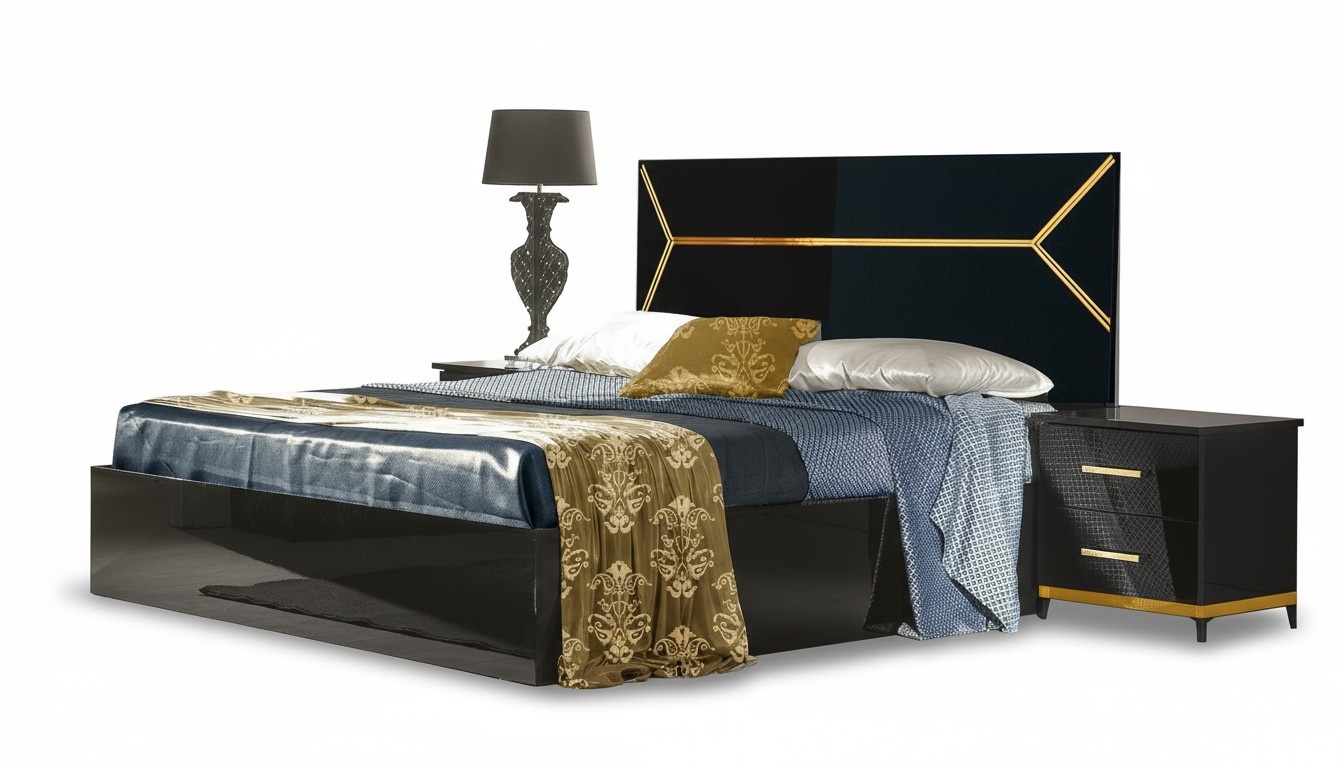 Modern style luxury gloss double bed for your bedroom, italian furniture