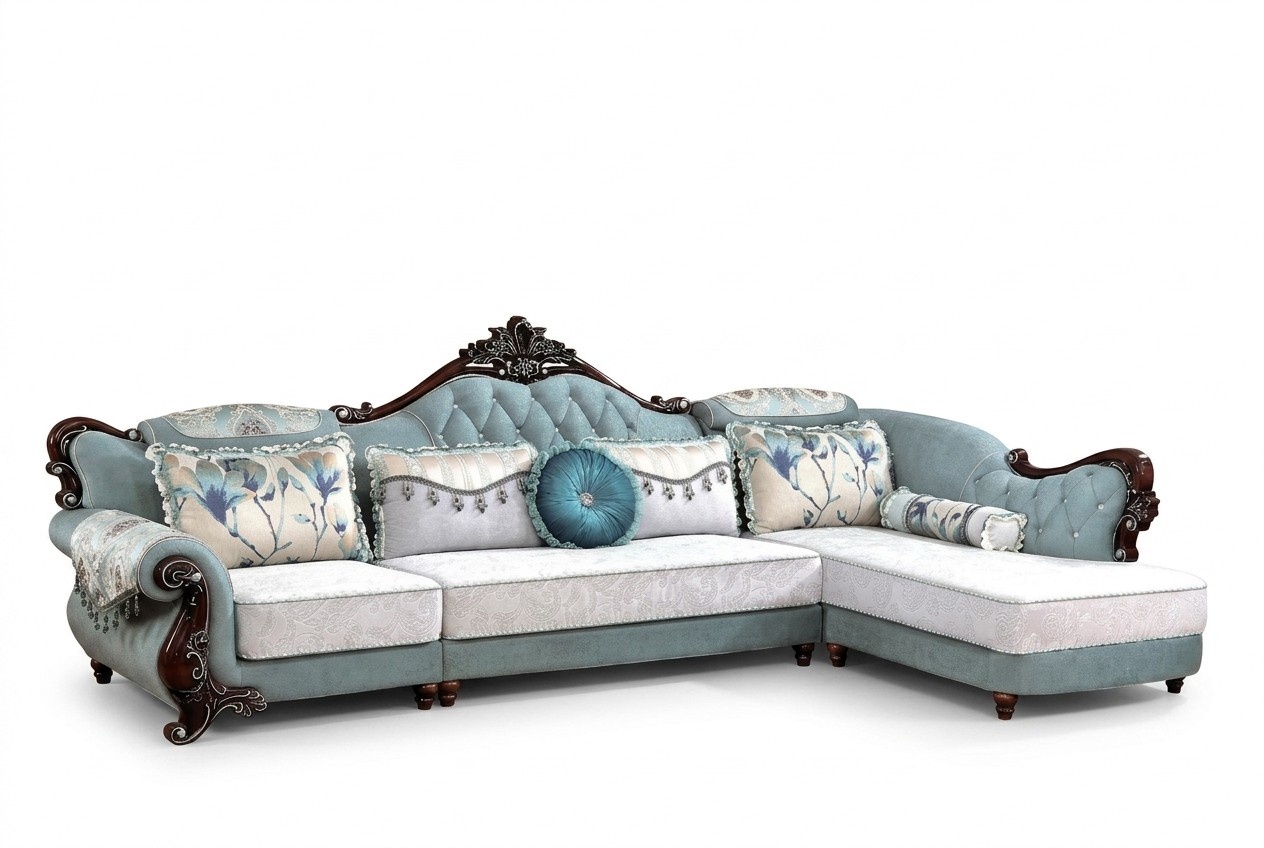 Classic textile couch Chesterfield corner sofa corner cushion upholstery sofa