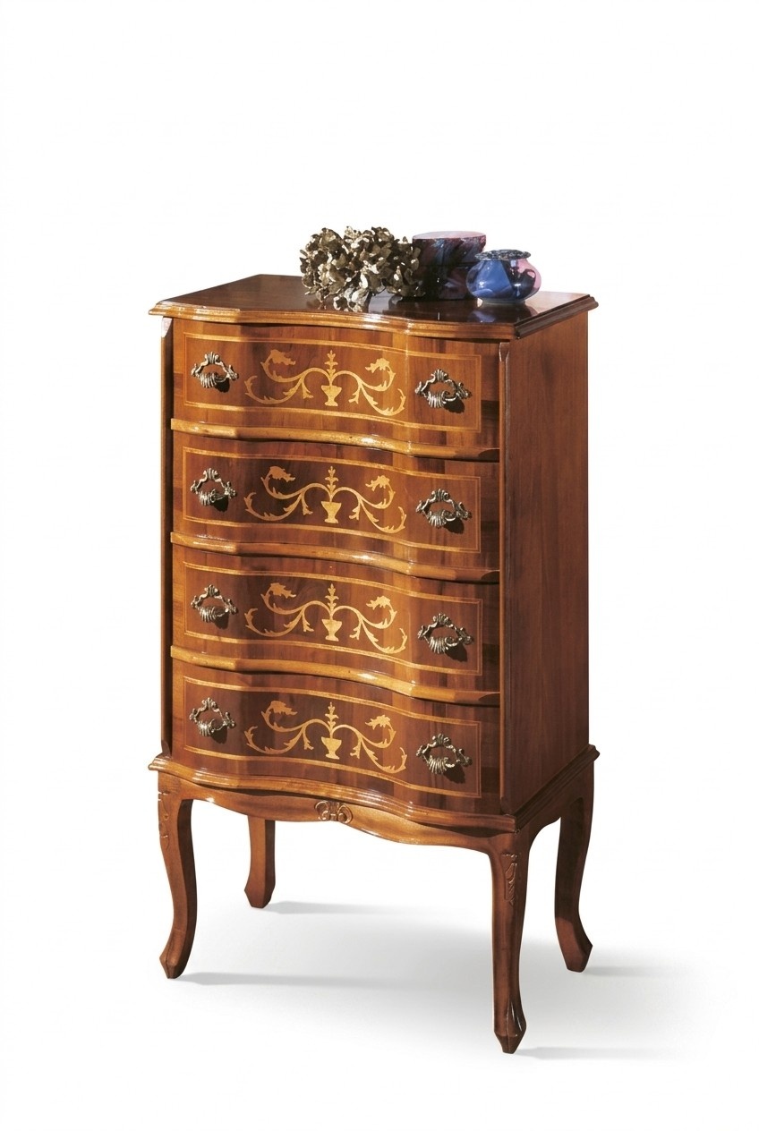 Classic Four-Door Chest of Drawers Brown Wooden Furniture Living Room New Modern