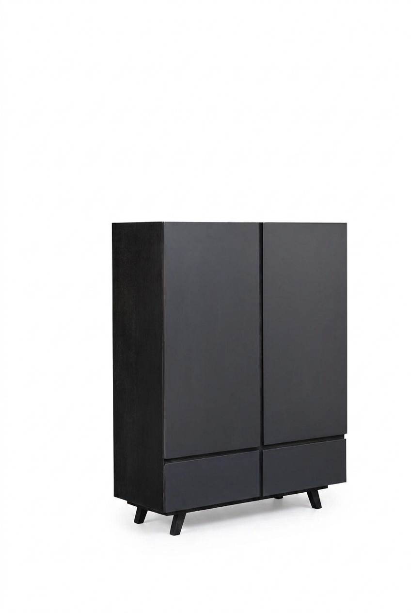 Modern style made of real wooden frame designer wardrobe with 2-swing doors & 2-sliding drawers