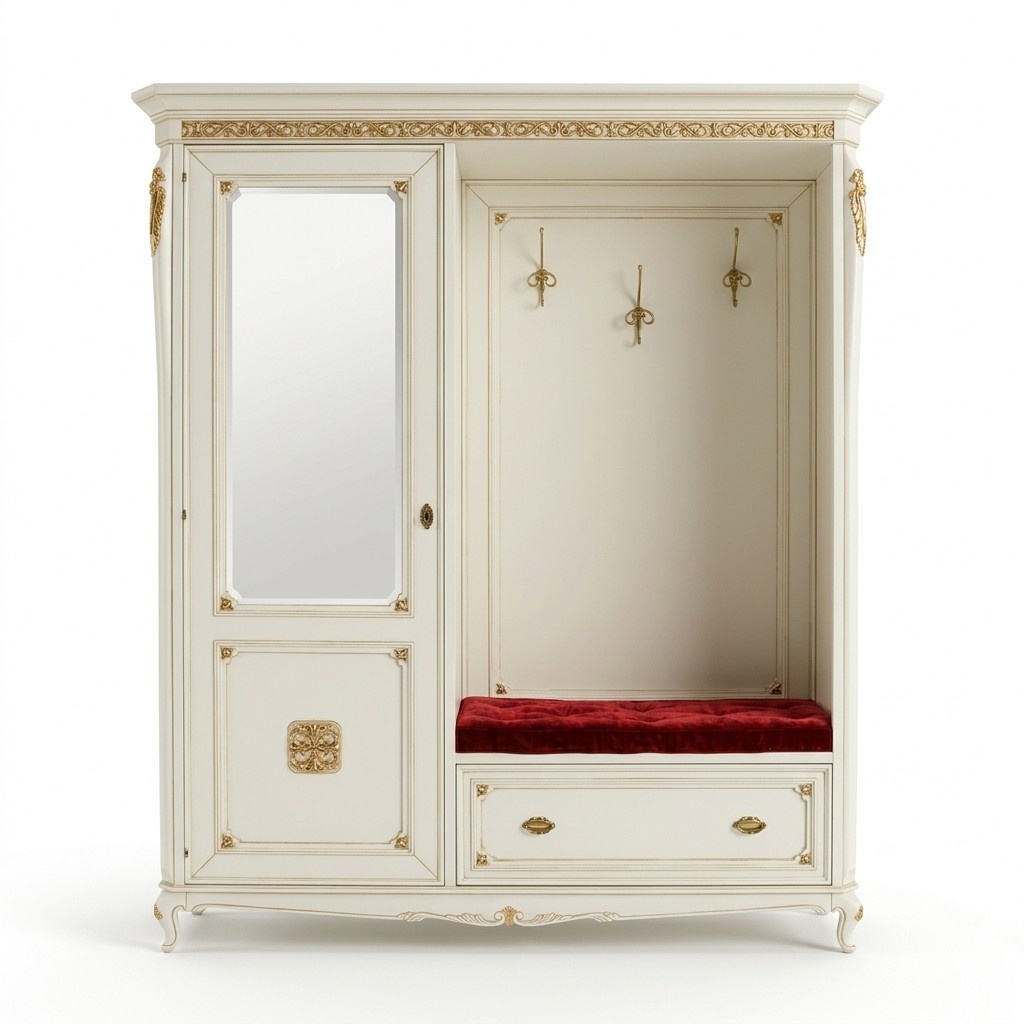 Coat Rack Wardrobe Solid Wood Outerwear Hallway Mirror Italian