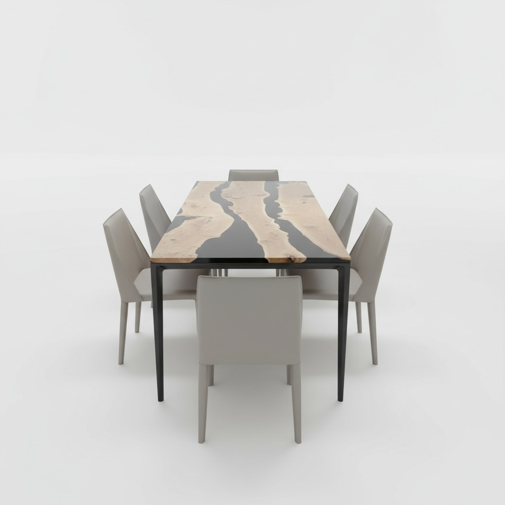 Coffee Table Black River Table Real Wood River Table 220x90 Tables Epoxy New