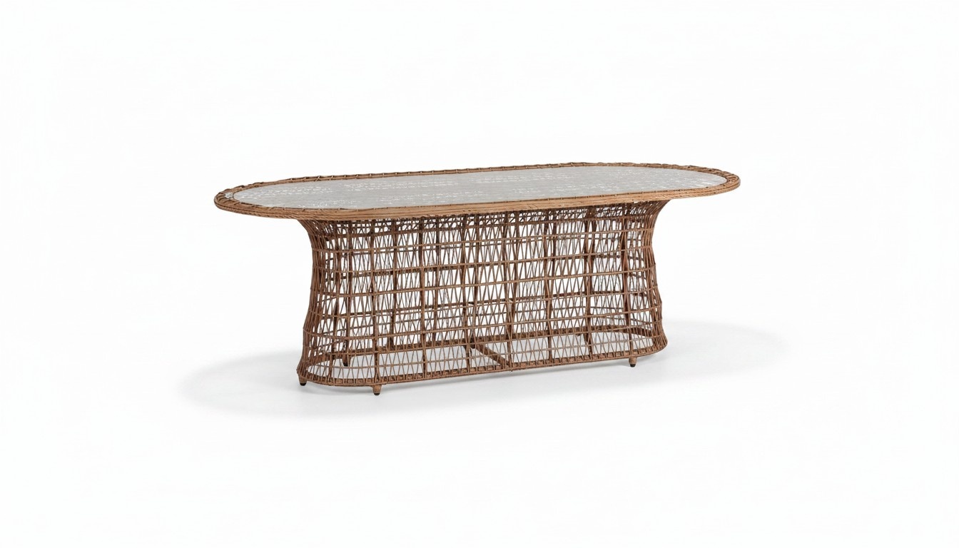 Brown Coffee Table Luxury Modern Design High-Quality Rattan Side Table