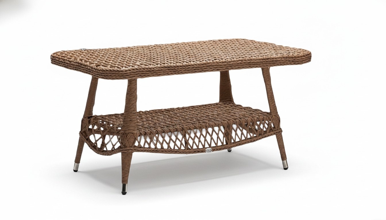 Brown Luxury Rattan Coffee Table Elegant Terrace Design Modern Furniture
