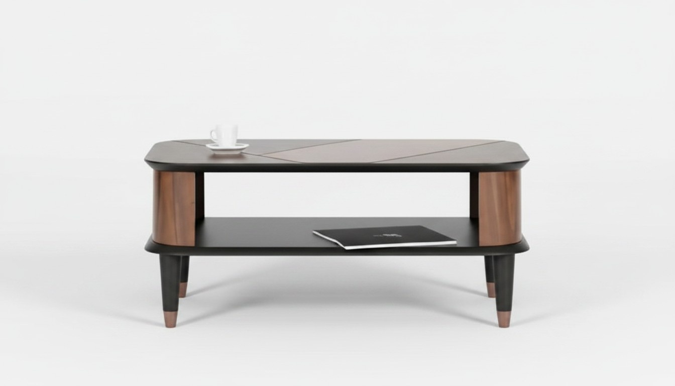 Brown Coffee Table Modern Rectangular With Shelf Modern Office Furniture New