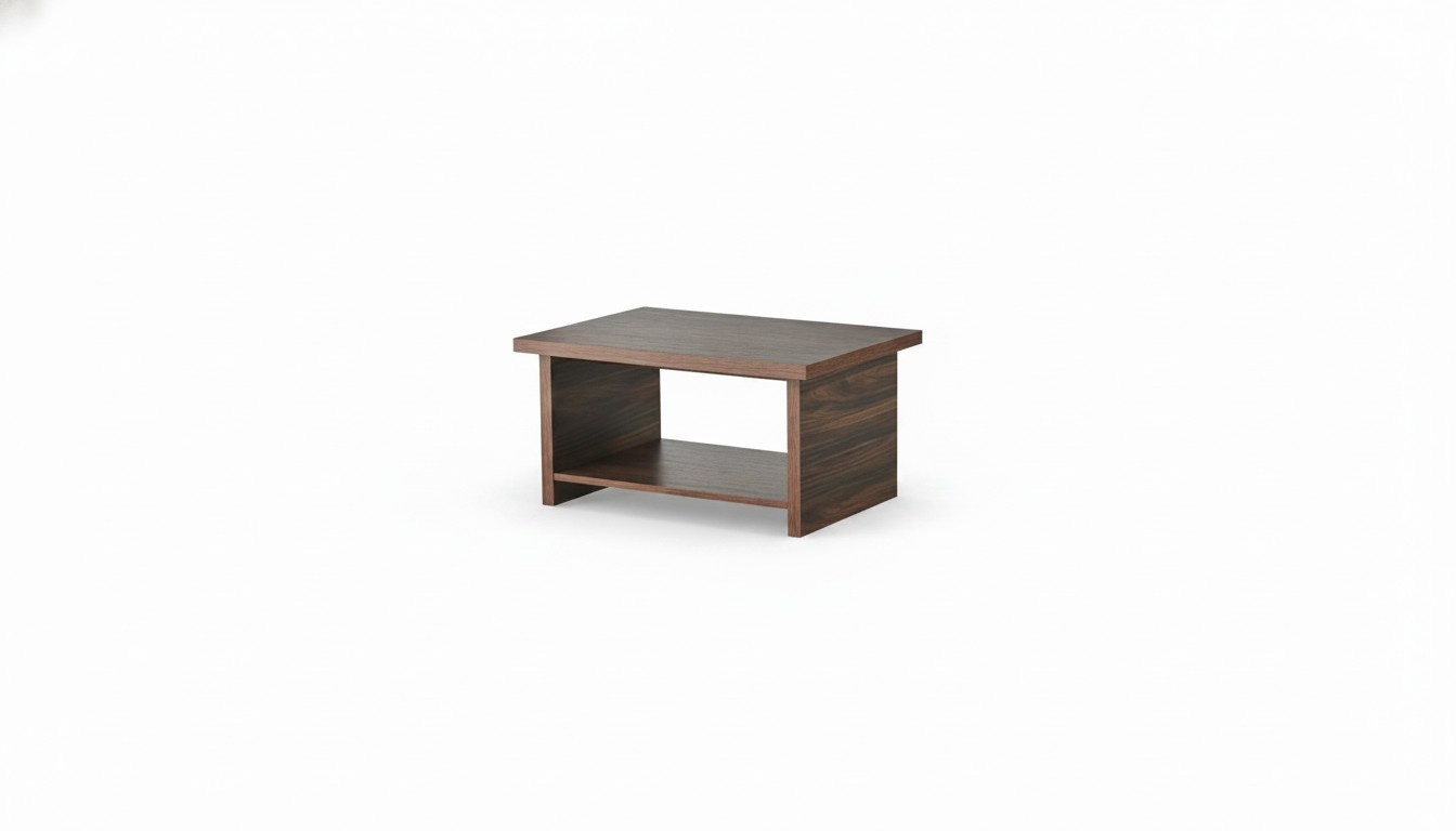 Brown coffee table modern shelf rectangular insert shelf living room office