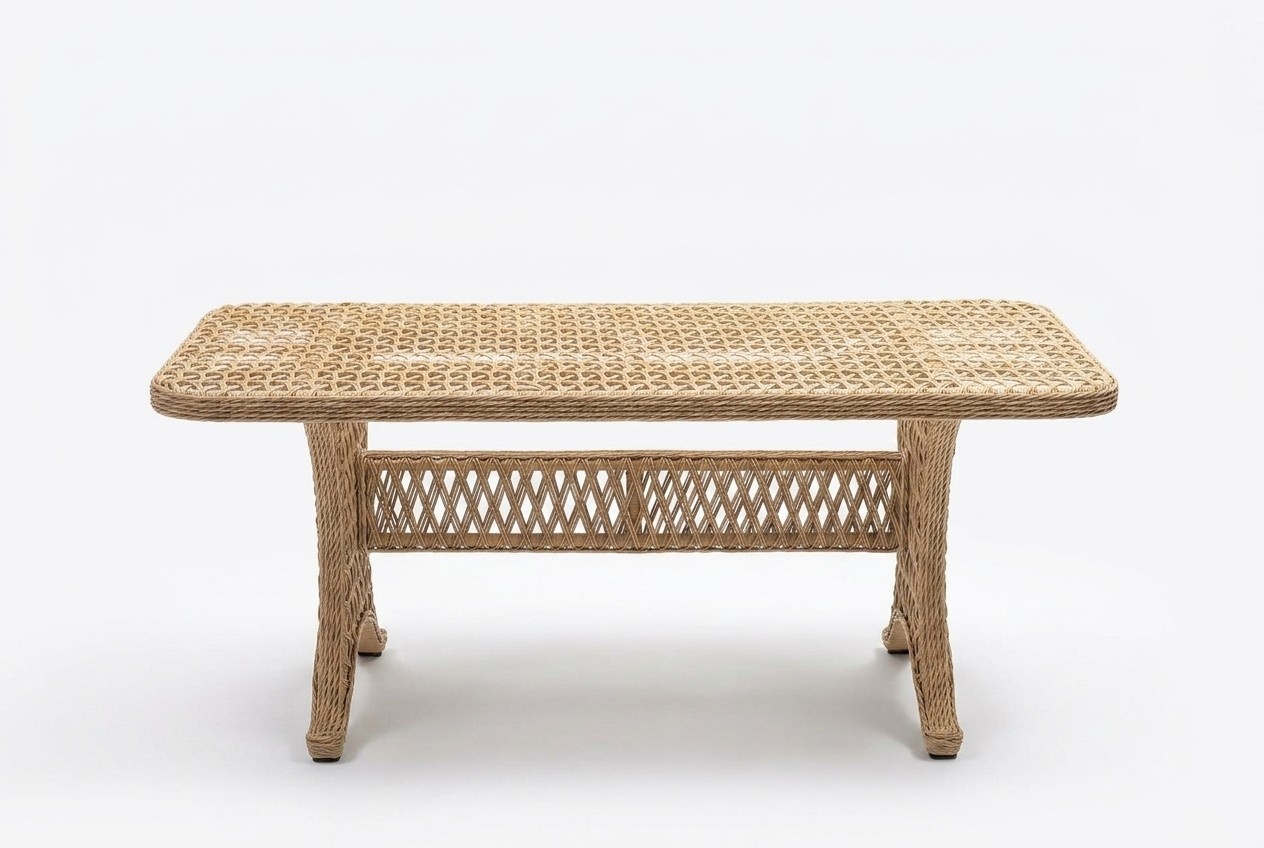 High-quality Beige Coffee Table Modern Rattan Side Table Luxury Design