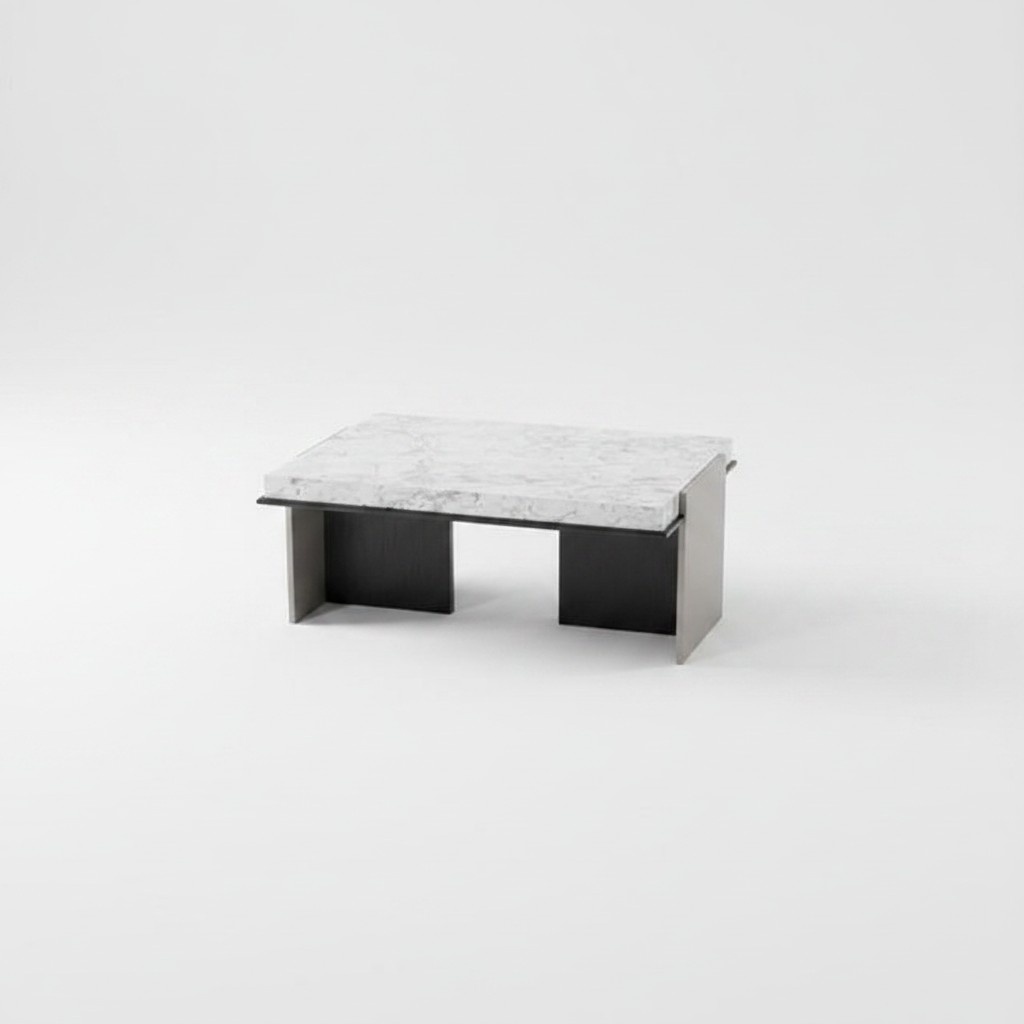 Coffee table living room table sofa table wooden white marble look