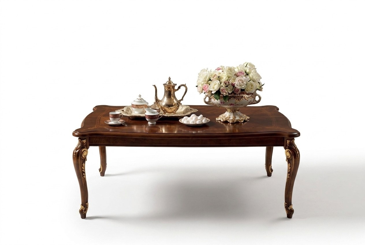 Classic style wooden living room square side coffee table 118cm & long coffee table 160x118cm
