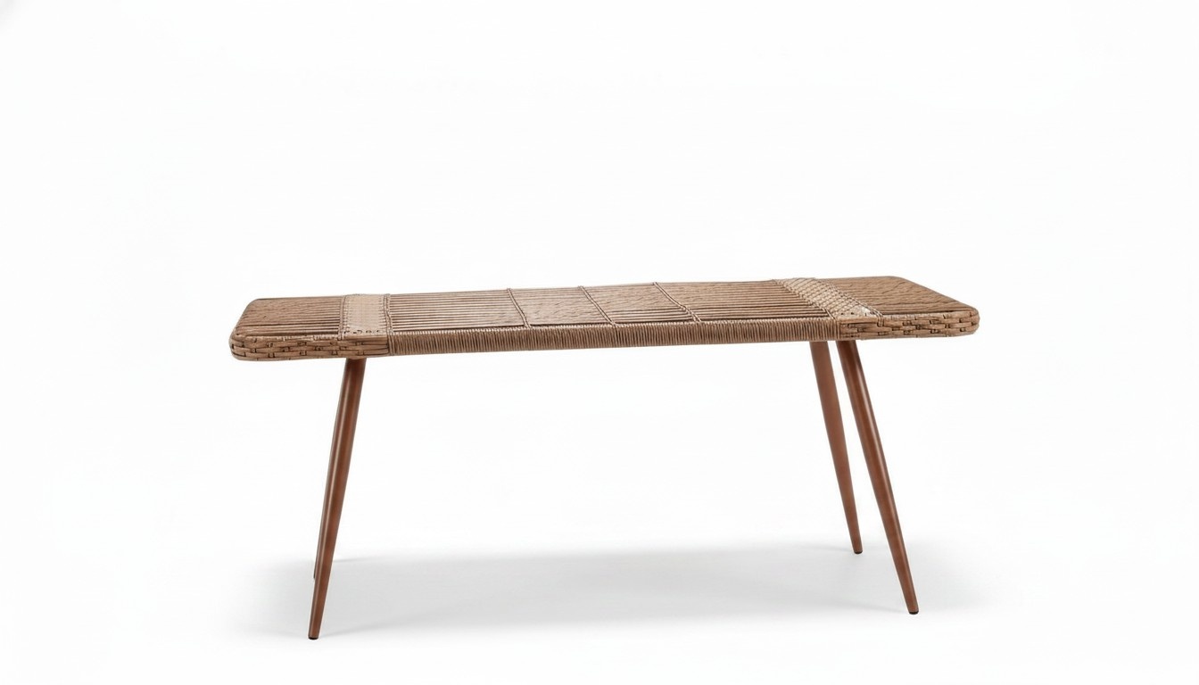 Rectangular Coffee Table Beige Luxury Rattan Modern Design High Quality