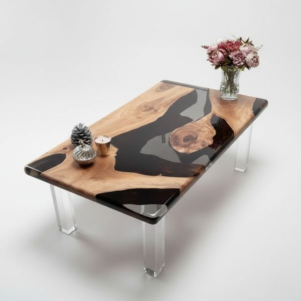 Rectangular Coffee Table Luxury Design Wood Brown Furniture Living Room Coffee Tables