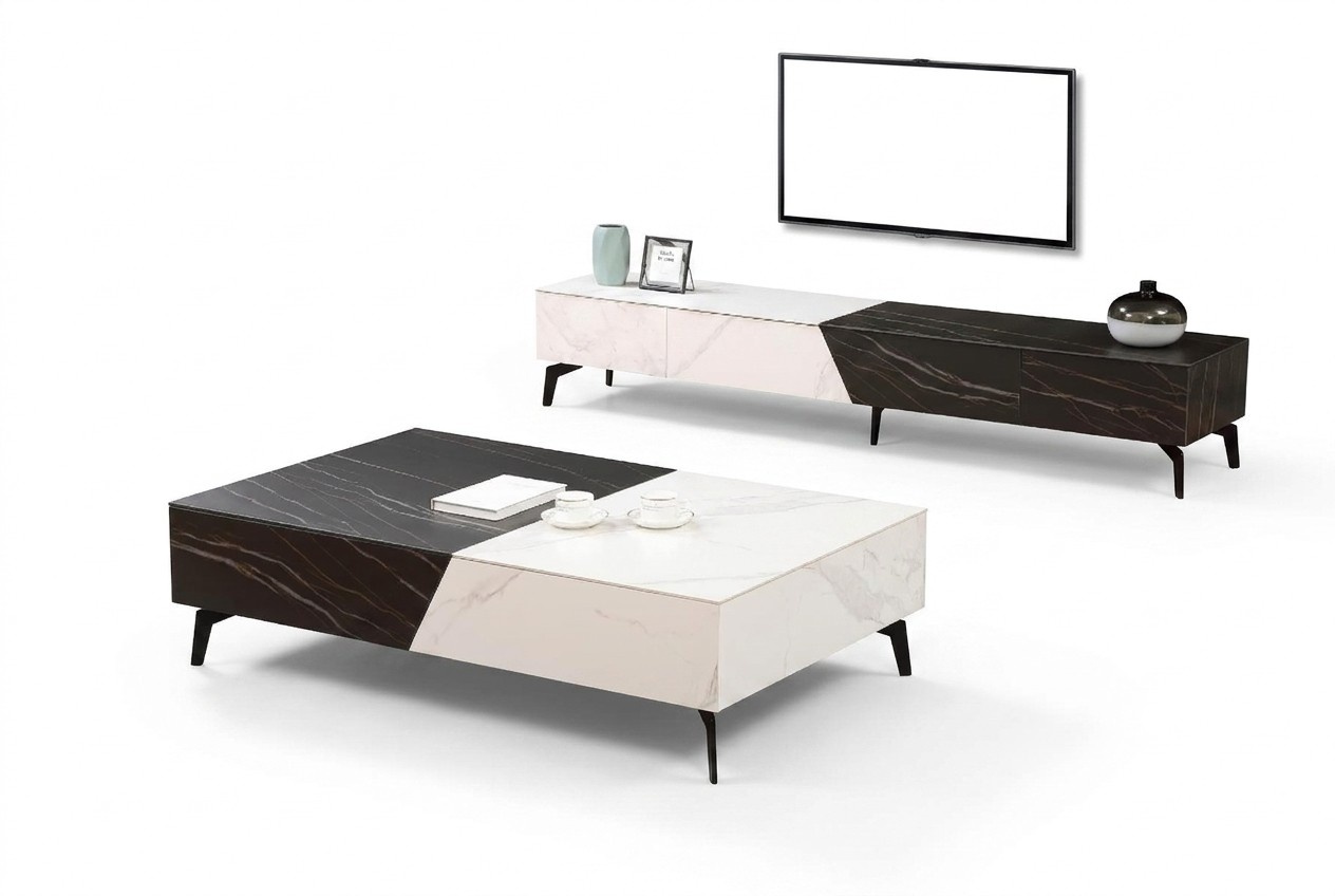 Coffee table sideboard 2-piece living room furniture table lowboard cabinet walls chest of drawers