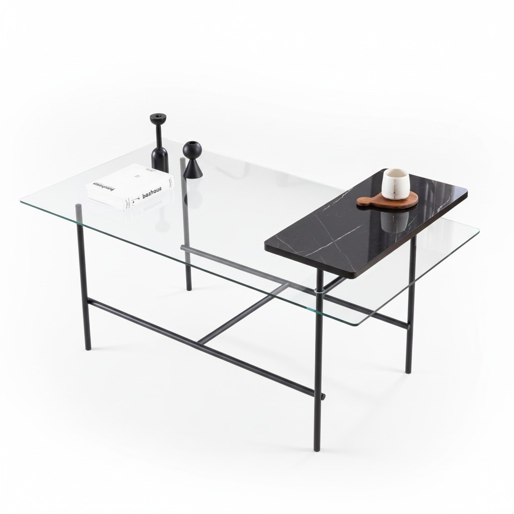Coffee table with storage for hot beverages, living room table 110x60.