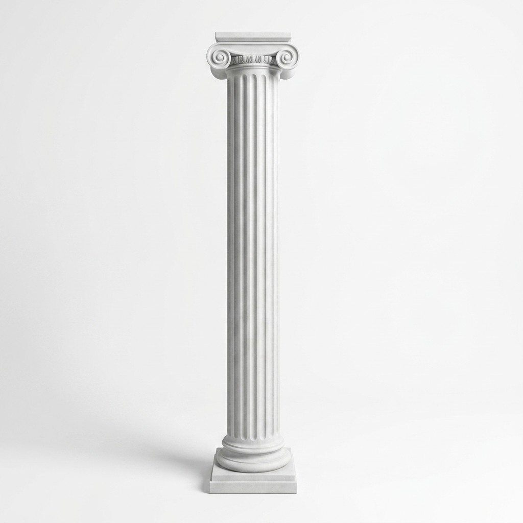 Decorative massive column stand in antique greek ionic order style, 216 cm height (C51)