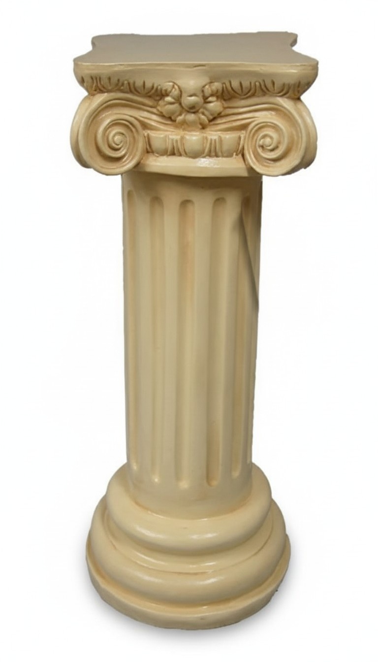 Beige colored decorative sculpture of a an antique greek ionic column 72cm