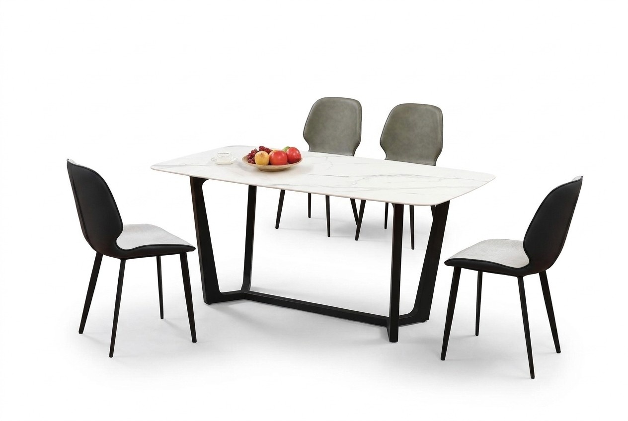 Column table, luxury tables, dining room furniture, complete set, 5-piece set.