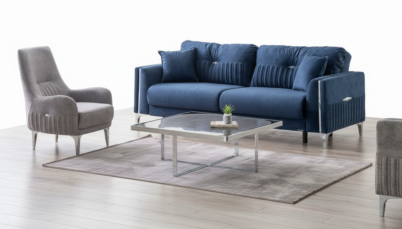 Comfortable sofa set 3+1 stylish design for relaxed living.