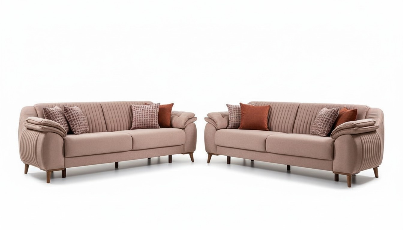 Comfortable sofa set 3+3+1 seat seating group upholstered set couch set