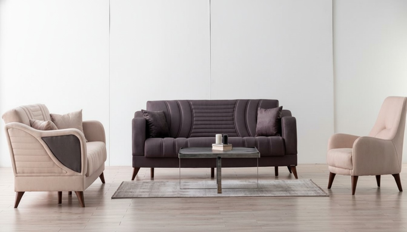 Comfortable sofa set 3+3+1 stylish design for elegant living.