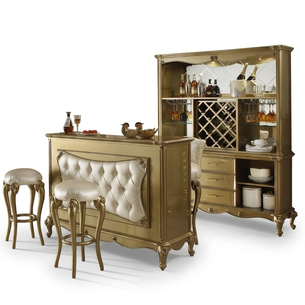 Complete bar 3-piece set bar table table 2x bar stools baroque rococo set new