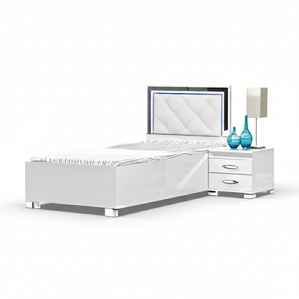 Complete bedroom bed frame nightstand bed white single bed set