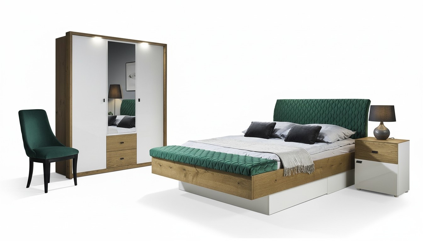 Complete bedroom Bedroom bedside table Complete bed wardrobe 4 pieces.