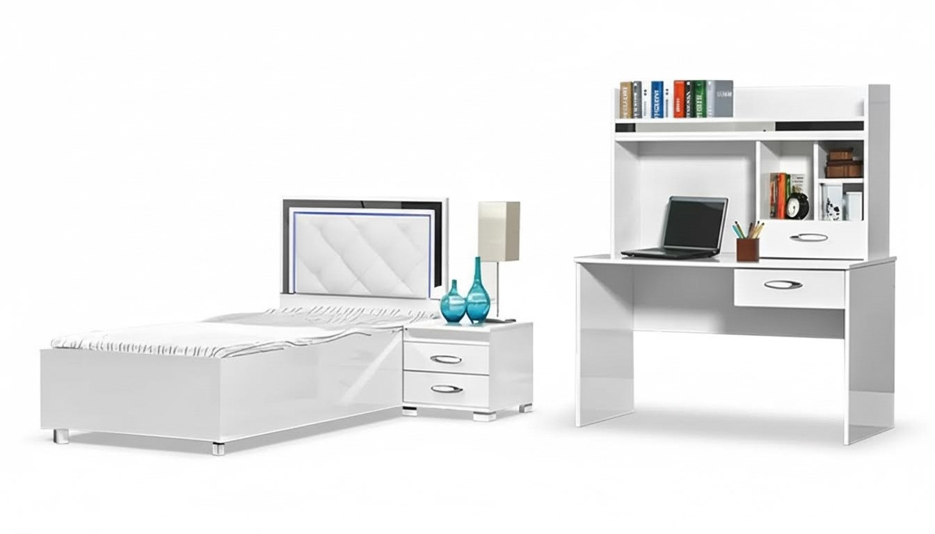Complete bedroom furniture children\'s room bed desk white youth room