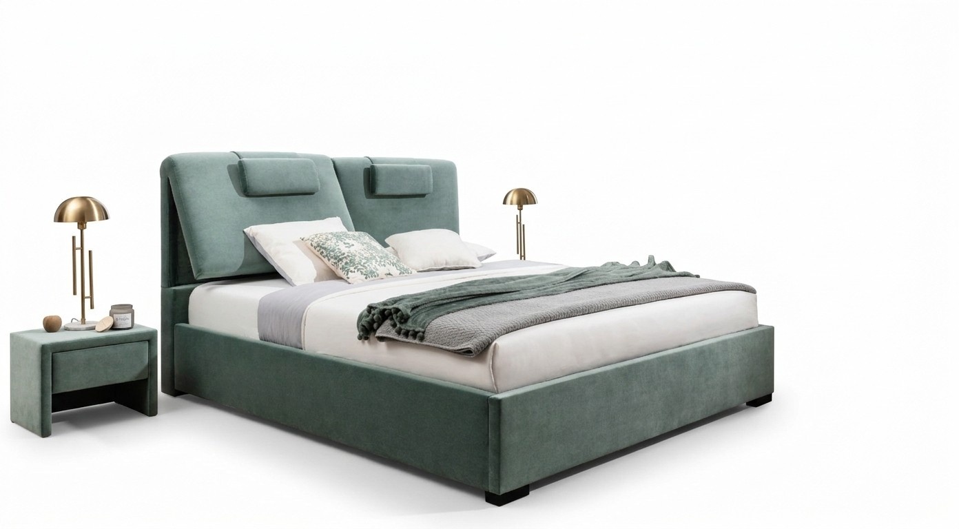 Complete bedroom set 3-piece double bed Designer 2x bedside tables