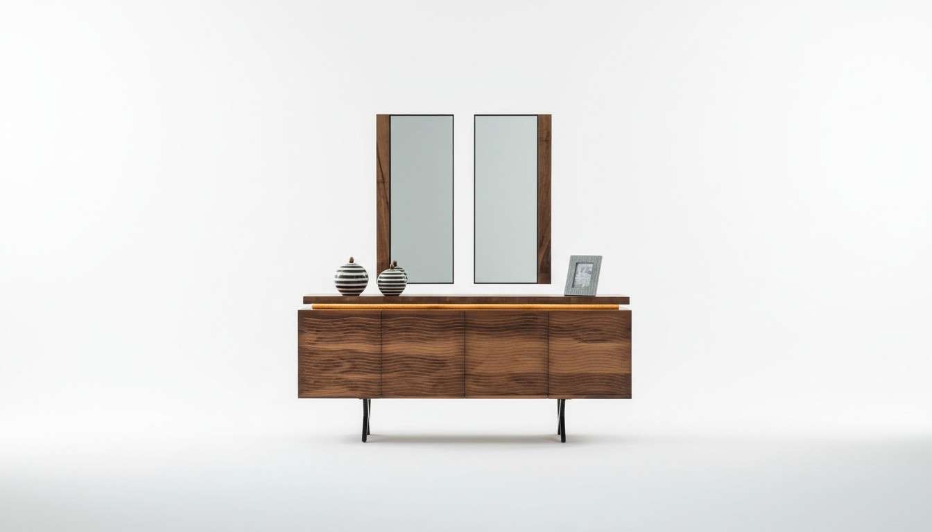 Complete brown-black dining group designer wooden dining table upholstered chairs