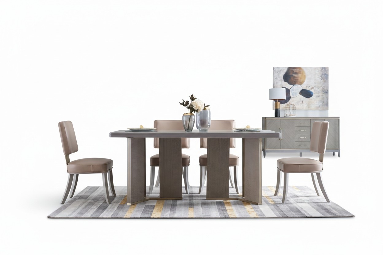 Complete Dining Room Set Table + 4x Armchairs Chairs Luxury Dining Set