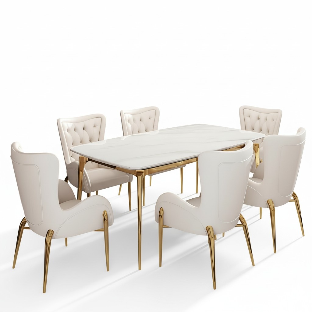 Complete dining room set table 6x armchair chairs luxury dining set 7 pieces