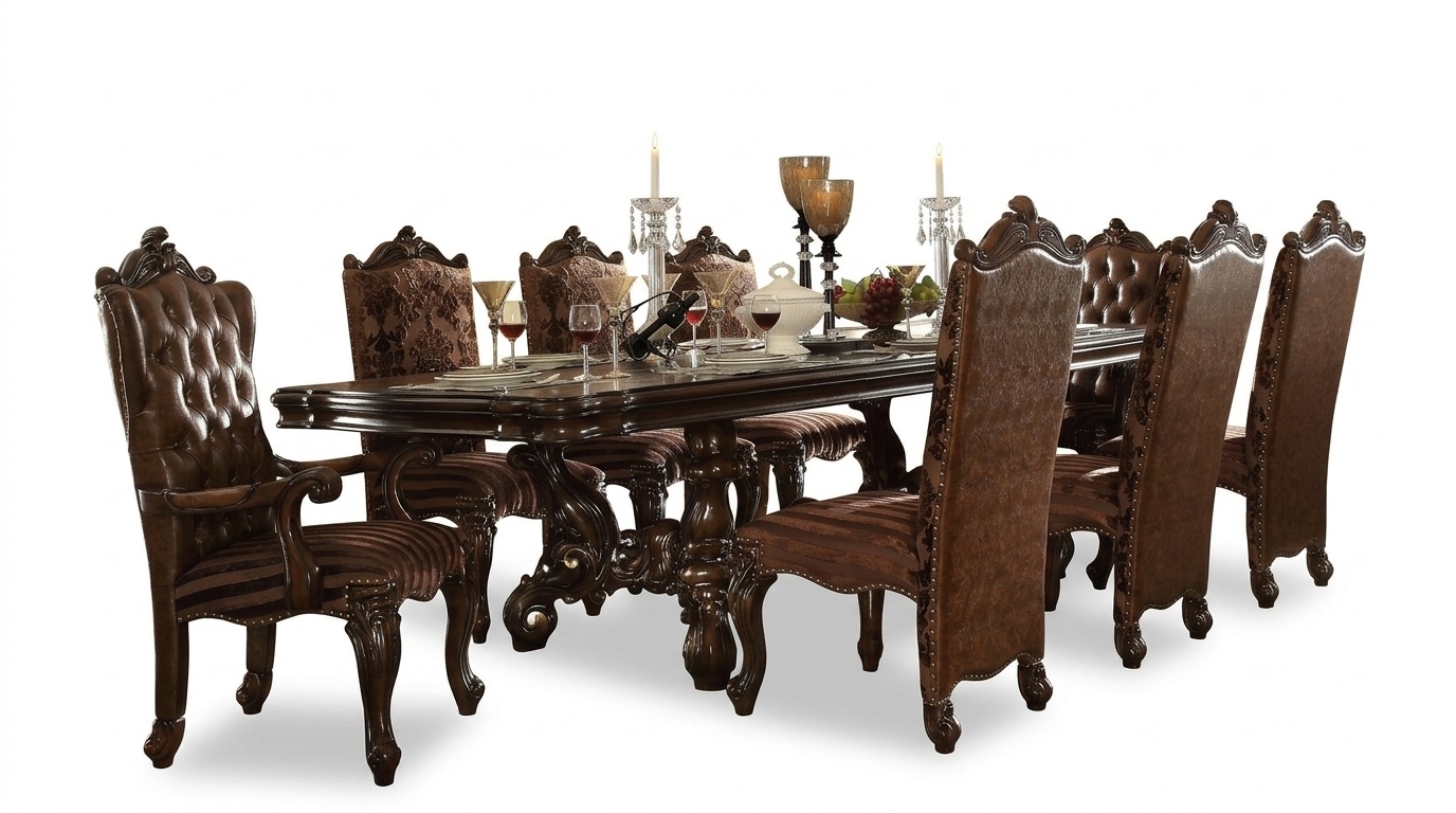 Complete Dining Room Table Commode Mirror 8x Chairs Set Set Group 11pcs New